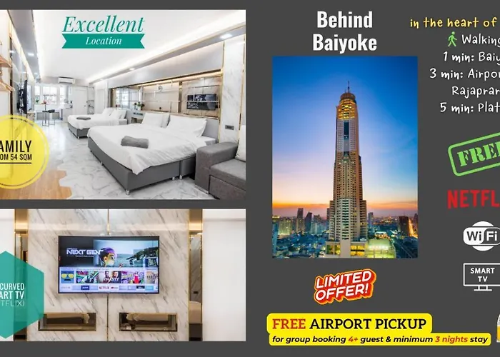 Family Hub Pratunam 6 Free Airport Pickup Min 3Nights And 4Adults Stay