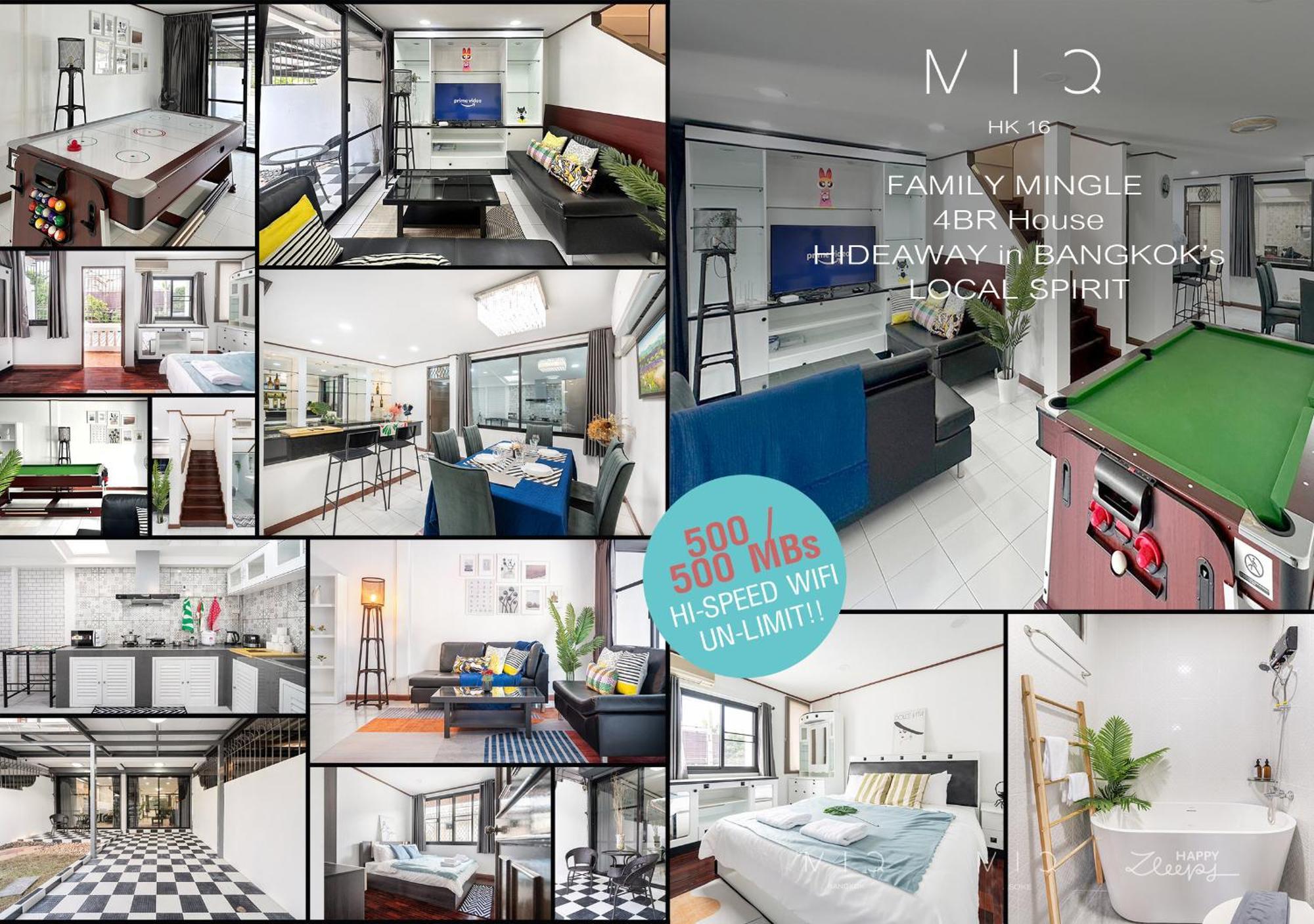 Miq Hk16 - 3br Huai Khwang Mrt With Pool Table Near Jodd Fair Vila Bangkok